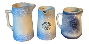 lot 34 image: Set of 3 Vintage Stoneware Pitchers