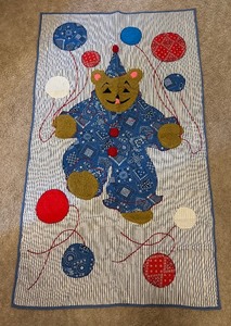 lot 180A image: Handmade Teddy Bear Quilt with Balloon Design