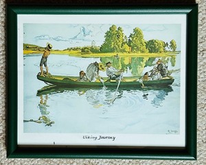 lot 117 image: Petite Framed Print Viking Expedition by Swedish Artist Carl Larsson