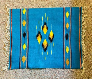 lot 120 image: Vintage Handwoven Mexican Zapotec Wool Textile