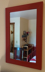 lot 62 image: Red Painted Framed Wall Mirror