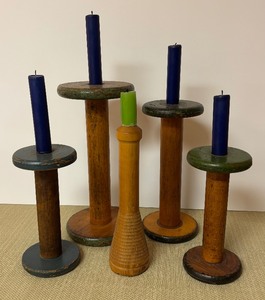 lot 236 image: Variety of Vintage Spools  Candle Holders