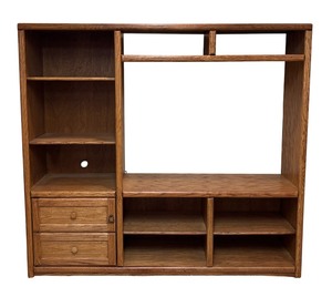 lot 239 image: Vintage Oak Entertainment Cabinet Shelf