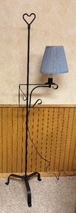 lot 249 image: Wrought Iron Adjustable Floor Lamp  Quilters Lamp with Heart Accent