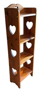 lot 301 image: Charming Wooden Shelf with Heart Accents