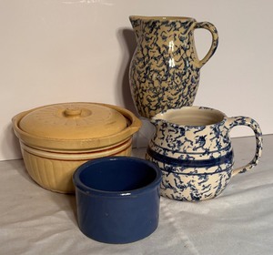 lot 342 image: Collection of 5 Ceramic Kitchenware Pieces including Vintage Red Wing Saffron Stoneware Bowl