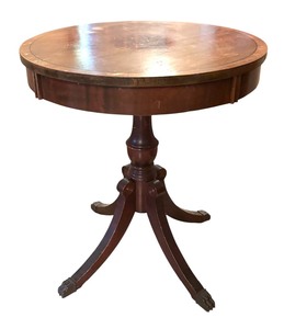 lot 337 image: Vintage Round Wooden Table with Pedestal Base