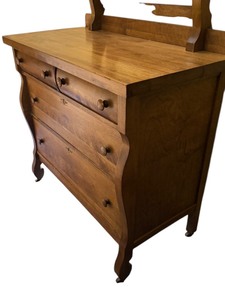 Antique Wooden Dresser with Mirror