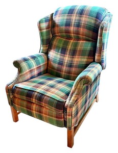 lot 212 image: Vintage Plaid Recliner Armchair