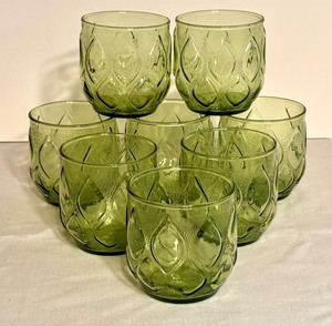 lot 362 image: Set of 8 Vintage Anchor Hocking Madrid Double Old Fashioned Glasses