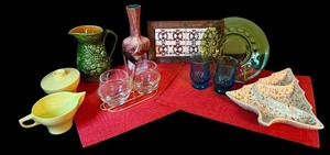 lot 364 image: MCM Collection with Green Glass Plate and Decorative Tableware