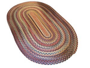 lot 264 image: Vintage Braided Oval Area Rug 62.5 x 37 Multicolor