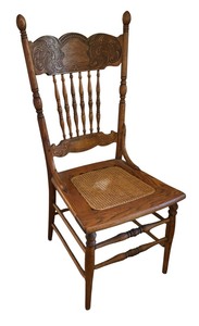 lot 382 image: Vintage Wooden Spindle Back Chair with Woven Seat