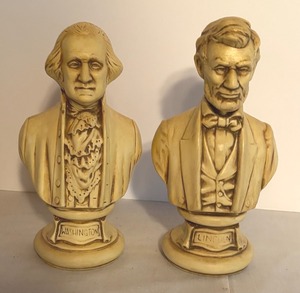 lot 424 image: Vintage Busts of George Washington and Abraham Lincoln