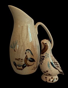 lot 430 image: Vintage Red Wing Pottery Bob White Pitcher and Salt Shaker