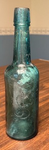 lot 18C image: Late 1860s Vintage Aqua Glass Bottle