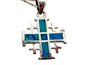 lot 33J image: Sterling Silver Jerusalem Cross Pendant with 16 Chain