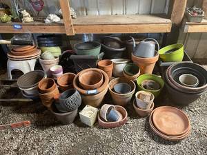 lot 161 image: Collection of 40 Assorted Plant Pots and Saucers