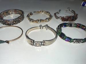 lot 17 image: Set of 6 Unique Mixed Metal Bracelets with Intricate Designs