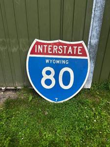 lot 32 image: Vintage Wyoming Interstate 80 Road Sign