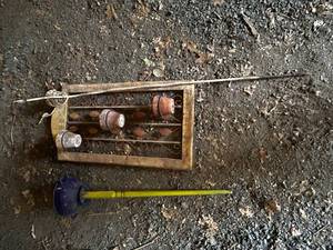 lot 43 image: Set of Rustic Garden Tools and Wall Decor