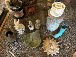 lot 56 image: Assorted Concrete Outdoor Decor Pieces