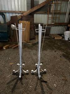 lot 60 image: Pair of Vintage White Iron Plant Stands