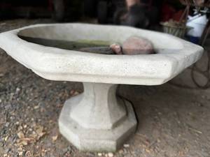 lot 62 image: Concrete Bird Bath with Natural Stone Accents