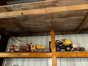 lot 73 image: Assortment of Vintage Toy Trucks and Tractors