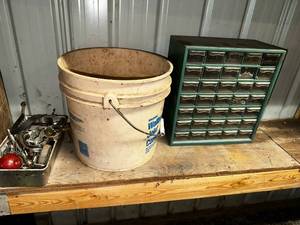 lot 82 image: Small Parts Storage Cabinet and Hardware Assortment