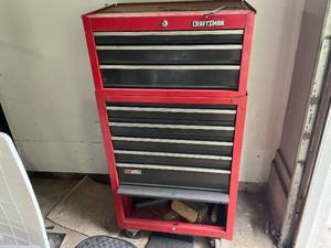 lot 122 image: Craftsman Red Tool Chest with Assortment of Hand Tools