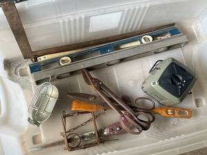 lot 132 image: Collection of Various Hand Tools Including Levels and Measuring Tape