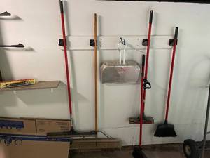 lot 148 image: Collection of Cleaning Tools Including Brooms and Dust Pan