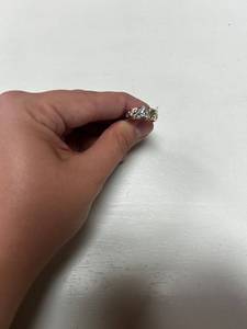 lot 187 image: 14k Gold Diamond Ring with Princess Cut Stone and Accents