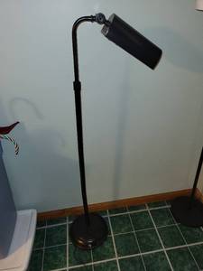 lot 258 image: Set of 2 Black Floor Lamps with Adjustable Features