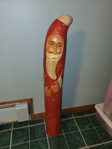 lot 260 image: Hand-Carved Santa Claus Wooden Statue