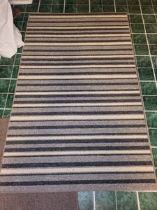 lot 263 image: Striped Area Rug with Gray and Beige Pattern