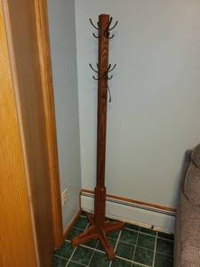 lot 273 image: Wooden Coat Stand and Floral Painted Side Table