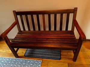 lot 400 image: Wooden Slatted Bench with Back Support