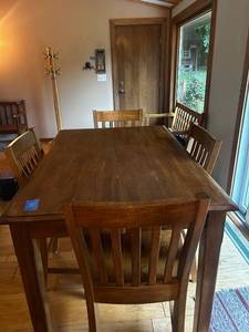 lot 404 image: Solid Wood Dining Table with 6 Chairs - 36x54