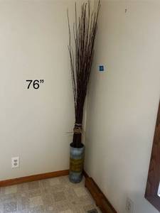 lot 406 image: Decorative 76-inch Tall Vase with Branch Fillers
