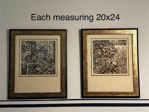 lot 408 image: Set of 2 Framed Floral Artwork Pieces, Each Measuring 20x24