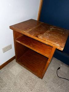 lot 410 image: Used Wooden Nightstand with Open Shelf
