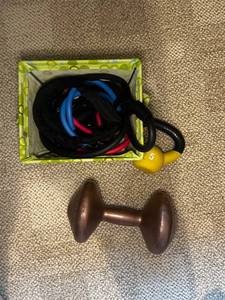 lot 416 image: Set of Resistance Bands with Dumbbell and Kettlebell