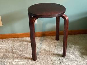 lot 478 image: Wooden Round Stacking Stool with Dark Finish