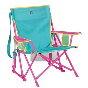 lot 128 image: GCI Outdoor Kickback Rocker Foldable Rocking Camp Chair, Green Retro