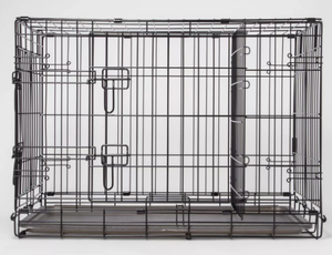 lot 204 image: Wire Collapsible Dog Crate - Black - Boots & Barkley- Medium
