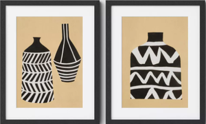 lot 214 image: 2PCS 16 x 20 Vase Set I and II Framed Decorative Wall Art Set with Mat - Threshold