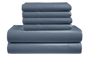 lot 228 image: 6PCS Queen Size Color Sense 800 Thread Count Blue Cotton Rich Adult Bed Sheet Set