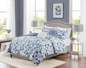 lot 402 image: 5PCS FullQueen Ramona Seersucker Tulip Print Comforter Bedding Set